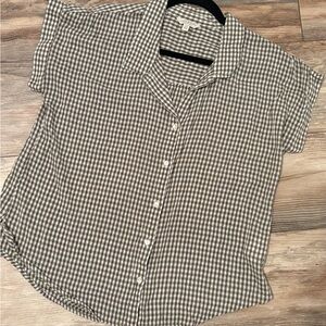 Lucky Brand Olive Green and White Casual Button Down Shirt